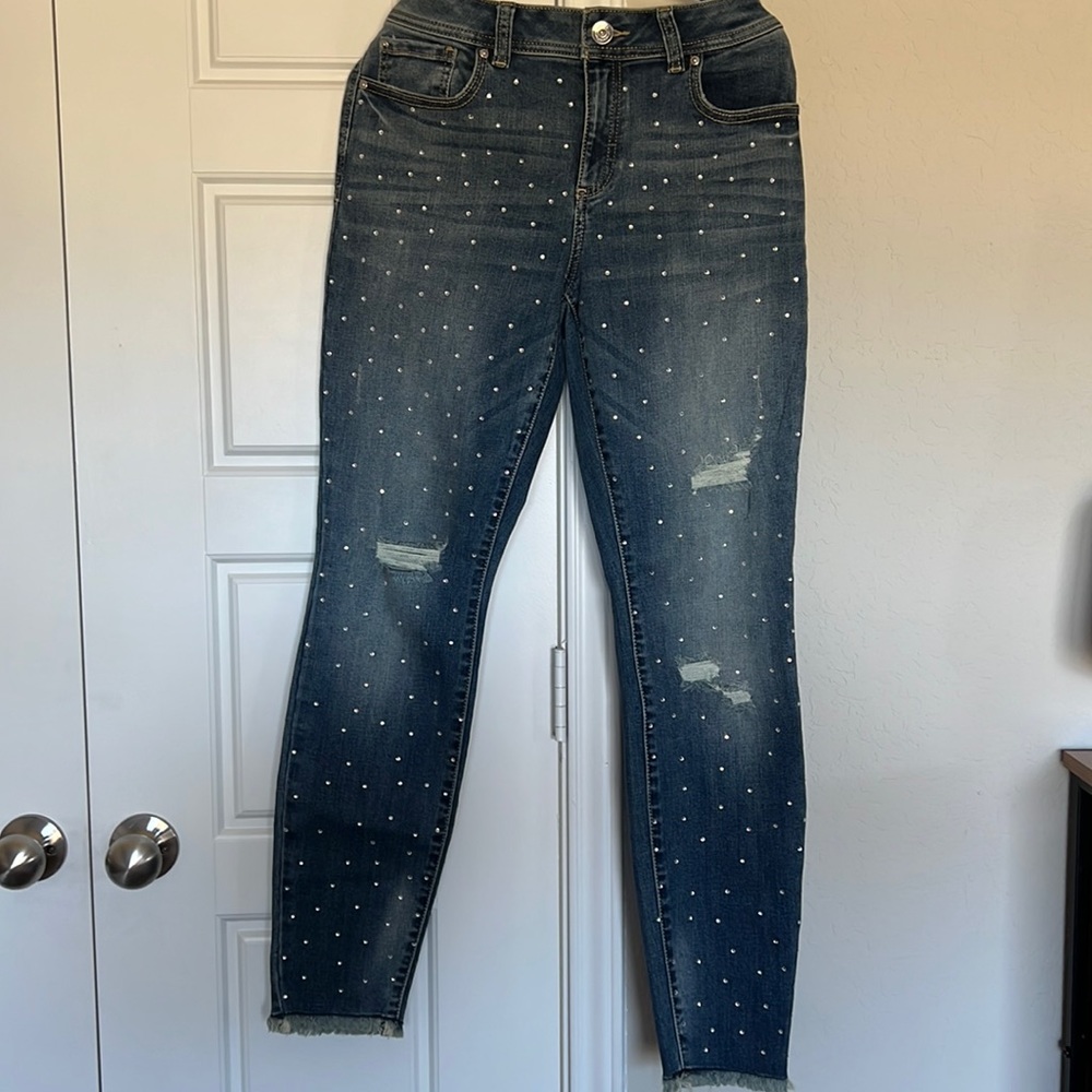 INC Rhinestone Skinny Leg Jeans size 8 regular fit.